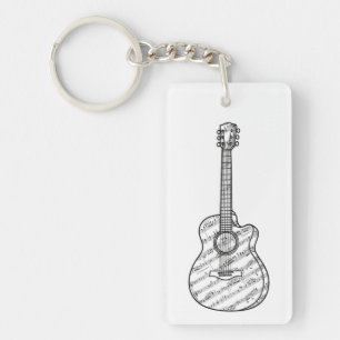 Guitar and Music Notes  Key Ring