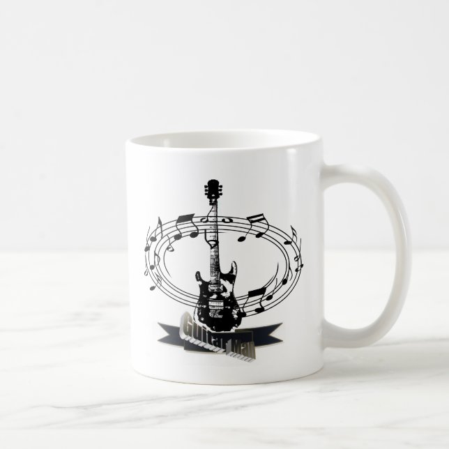 Guitar and Musical Notes Coffee Mug (Right)