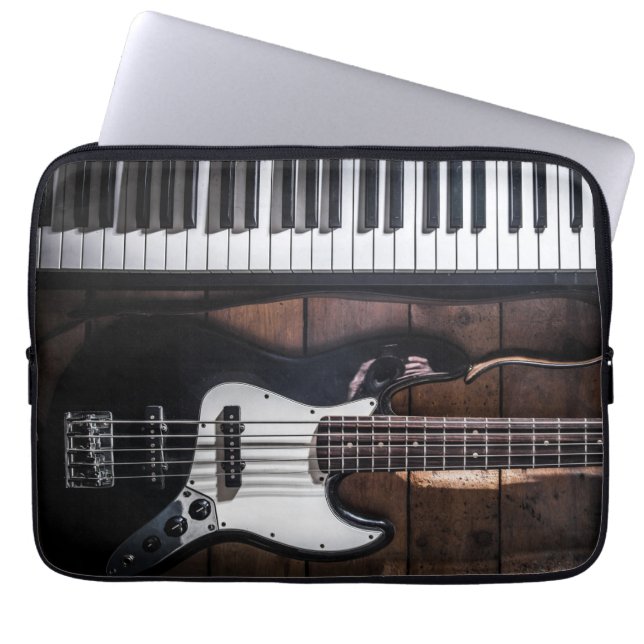 Guitar and Piano Keys Laptop Sleeve (Front)