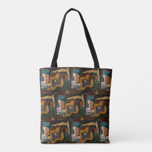 Guitar And Wine Abstract Painting Tote Bag