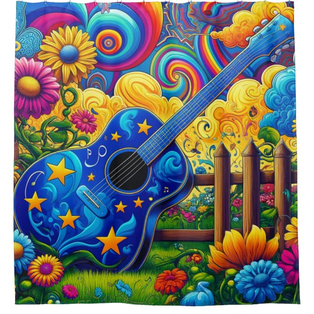 Guitar Art Shower Curtain (Front)