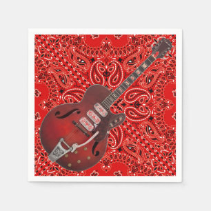 Guitar Bandanna Country Music BBQ Picnic Paisley Napkin