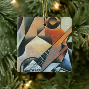 Guitar (Banjo) and Glasses, Juan Gris, Vintage Art Ceramic Ornament