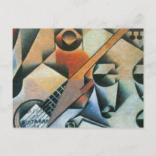 Guitar (Banjo) and Glasses, Juan Gris, Vintage Art Postcard