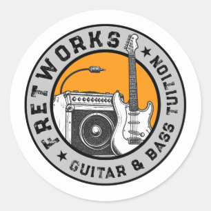 Guitar & Bass Tuition - Fret Works Classic Round Sticker