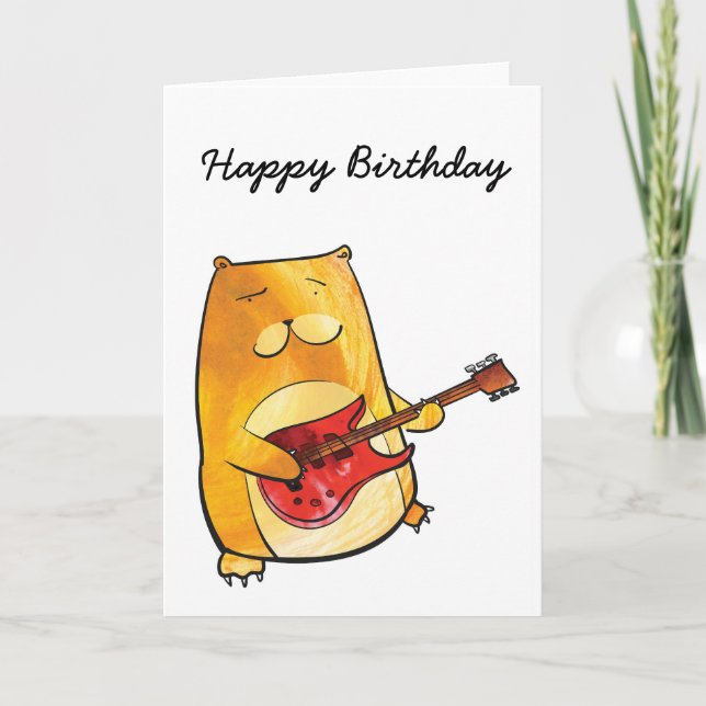 Guitar Bear Birthday Card (Front)