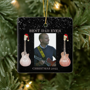 Guitar Best Dad Ever Christmas 2022 Ceramic Orname Ornament