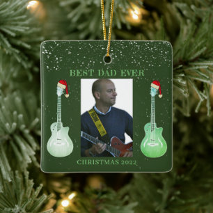 Guitar Best Dad Ever Christmas 2022 Ceramic Ornament