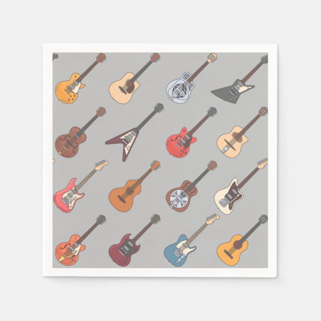 Guitar Birthday Party Napkin (Front)