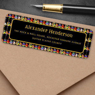Guitar Black and Gold Custom Return Address Label