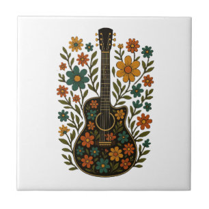 Guitar & Bloom Designs Ceramic Tile
