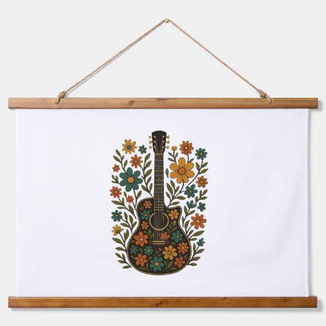 Guitar & Bloom Designs Hanging Tapestry (Front)
