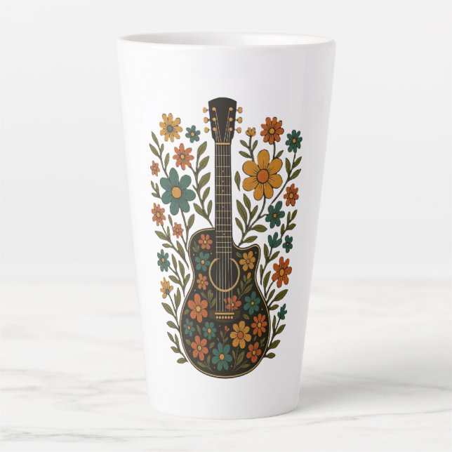 Guitar & Bloom Designs Latte Mug (Front)