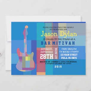 GUITAR BLUES Musical Bar Bat Mitzvah Invitation
