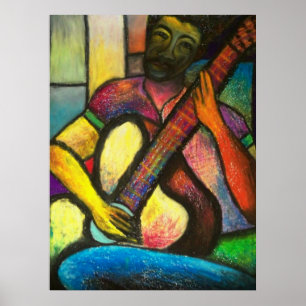 Guitar Blues Player Poster