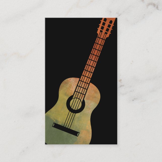 Guitar Business Cards - Artistic Green Orange (Front)