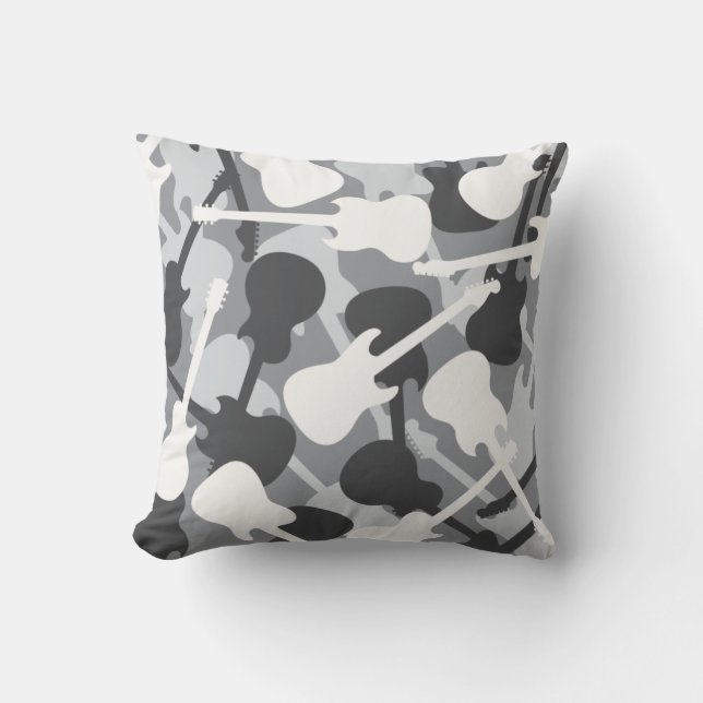 Guitar Camouflage (Gray) Cushion (Front)