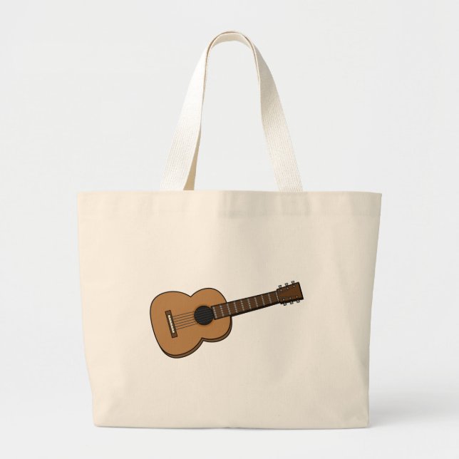 Guitar Cartoon Large Tote Bag (Front)