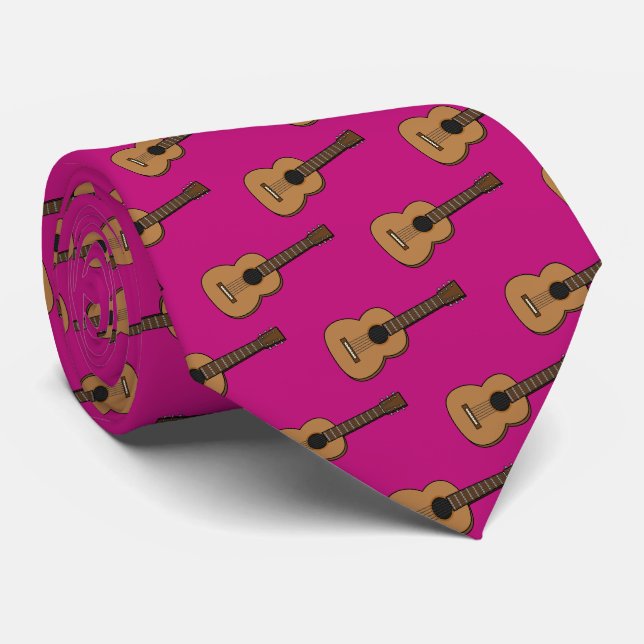 Guitar Cartoon Pattern Tie (Rolled)