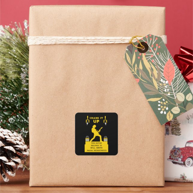 Guitar Case Property Identification Square Sticker (Holiday)