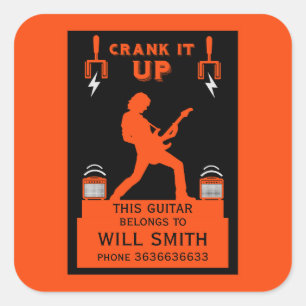 Guitar Case Property Identification Square Sticker