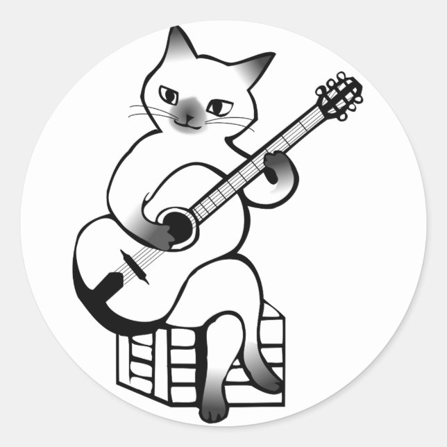 guitar cat stickers (Front)
