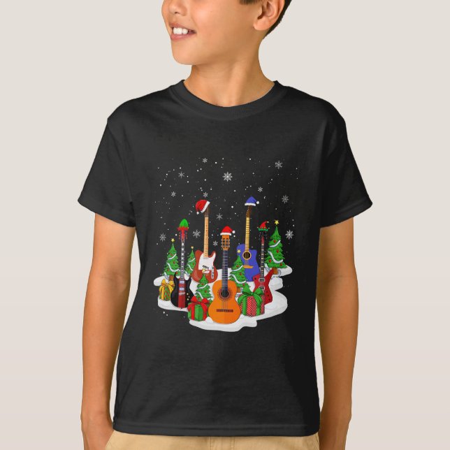 Guitar Christmas Decor Musical Guitar Lovers Guita T-Shirt (Front)