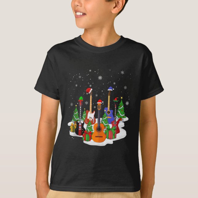 Guitar Christmas Decor Musical Guitar Lovers Guita T-Shirt (Front)