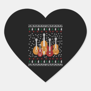 Guitar Christmas Heart Sticker