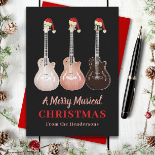 Guitar Christmas Merry Music Personalised Holiday Card