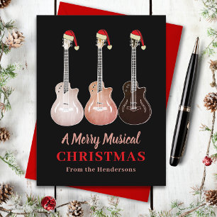Guitar Christmas Merry Musical Budget Holiday Postcard