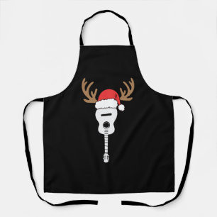 Guitar Christmas Santa Hat Reindeer Apron