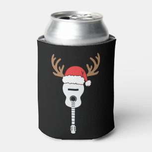 Guitar Christmas Santa Hat Reindeer Can Cooler