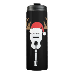 Guitar Christmas Santa Hat Reindeer Thermal Tumbler