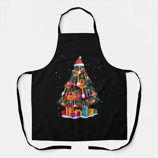 Guitar Christmas Tree Funny  Apron (Front)