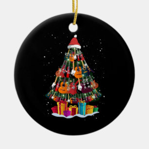 Guitar Christmas Tree Funny  Ceramic Ornament