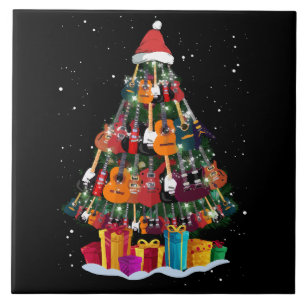 Guitar Christmas Tree Funny Ceramic Tile