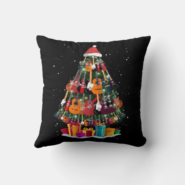 Guitar Christmas Tree Funny  Cushion (Back)