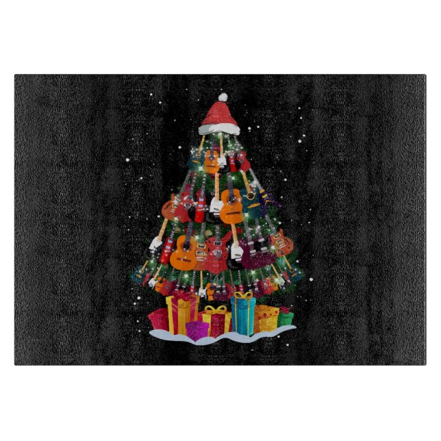 Guitar Christmas Tree Funny  Cutting Board (Front)