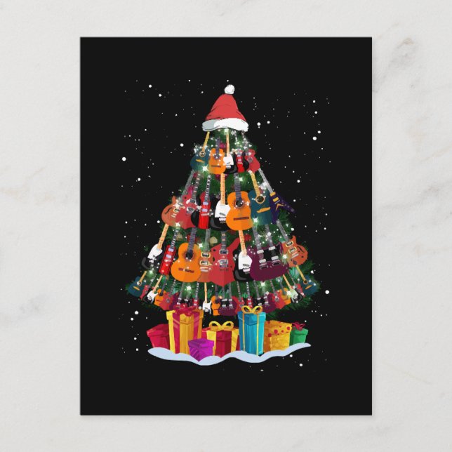Guitar Christmas Tree Funny  Enclosure Card (Front)