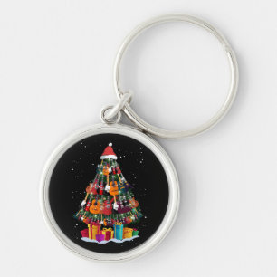 Guitar Christmas Tree Funny Key Ring