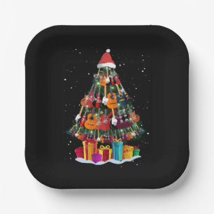 Guitar Christmas Tree Funny Paper Plate