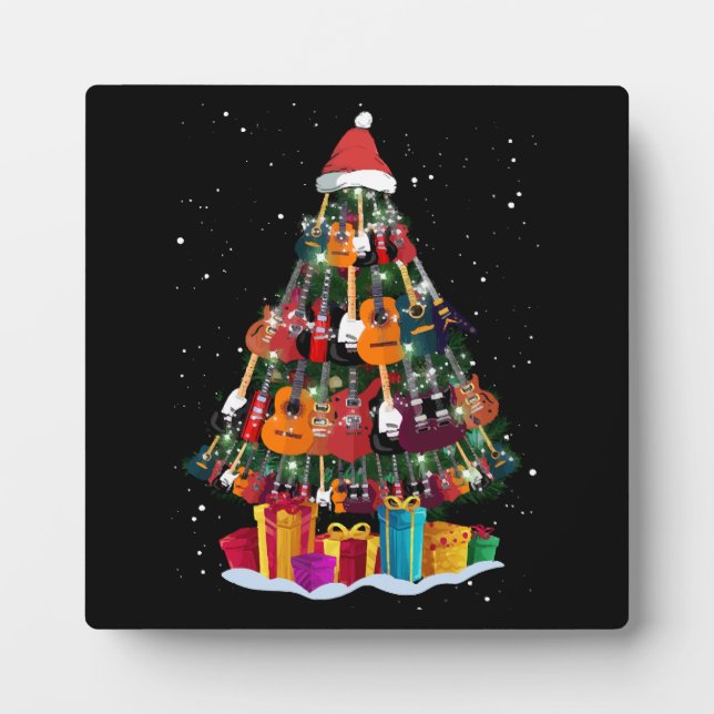 Guitar Christmas Tree Funny  Plaque (Front)