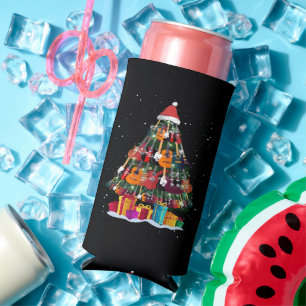 Guitar Christmas Tree Funny Seltzer Can Cooler