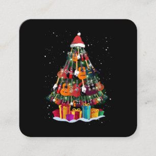 Guitar Christmas Tree Funny Square Business Card
