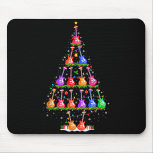 Guitar Christmas Tree Lights Funny Xmas Pajamas Gu Mouse Pad