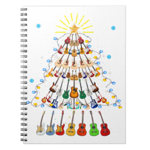 Guitar Christmas Tree Merry Xmas Guitar Lover Notebook