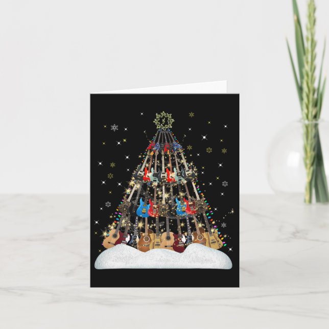 Guitar Christmas Tree Shirt Musician Xmas Gift Men Card (Front)