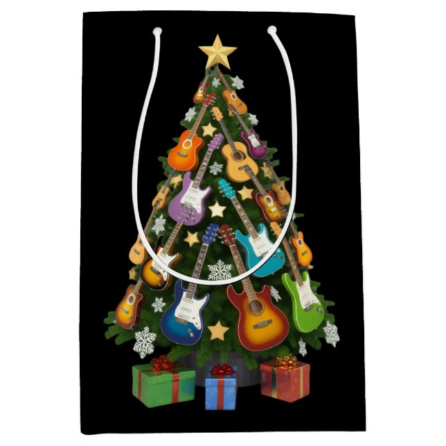 Guitar Christmas Tree Theater Musical Lover Merry  Medium Gift Bag (Front)