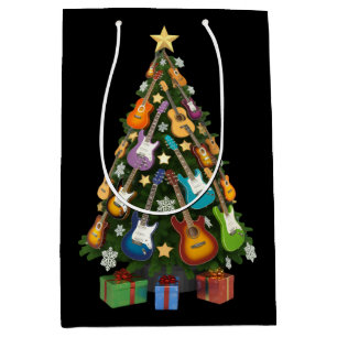 Guitar Christmas Tree Theatre Musical Lover Merry Medium Gift Bag